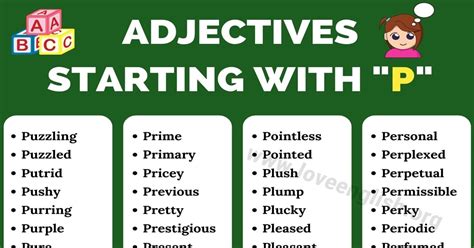 Adjectives that Start with P: List of 100 Adjectives Beginning with P ...