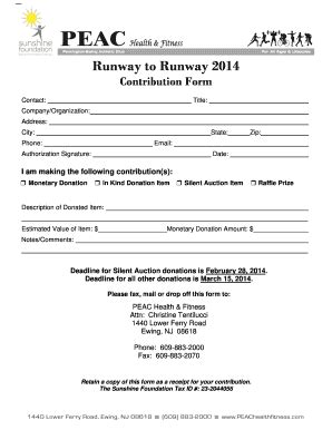 Fillable Online CONTRIBUTION FORM Fax Email Print - pdfFiller