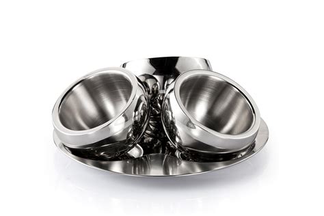 Buy Sanjeev Kapoor Stainless Steel Bowl and Tray Set, 300Ml, 4-Pieces ...