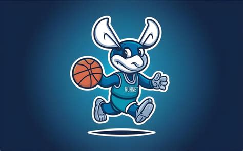 Hornet character dribbling basketball vector art with layered elements ...