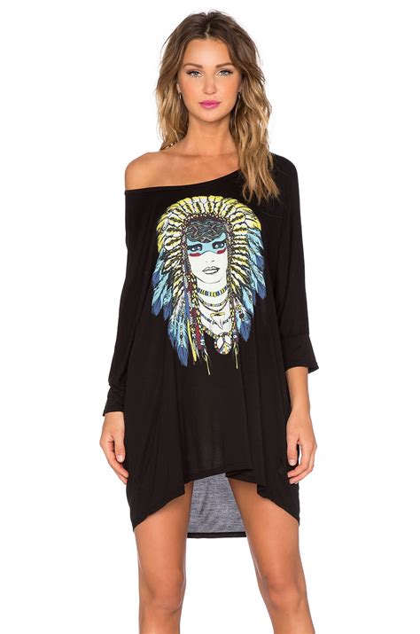 Lauren Moshi Milly Tribal Goddess Oversized Dress in Black | REVOLVE