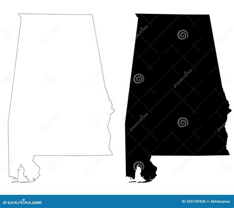 Alabama Administrative Map, Alabama Outline And Counties State Map Set ...