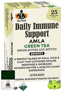 TEA YARD Daily Immune Support Amla Green Tea Bags with Tulsi Giloy ...