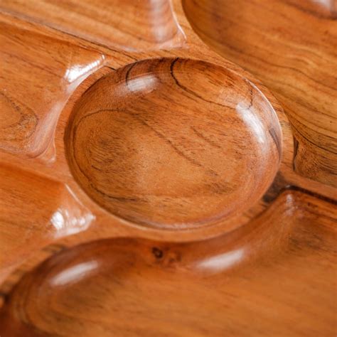 Hamsa Hand Wooden Platter With Dip Bowl Online - Premium Platter | Nestasia