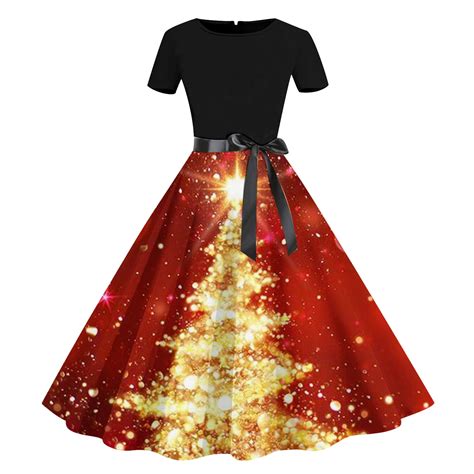 Frostluinai Cocktail Dresses for Women Merry Christmas Knee Length ...