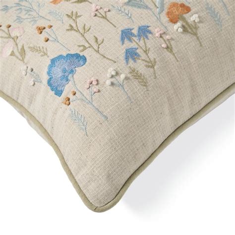 Irisa Floral Embroidered Pillow | Grandin Road