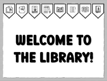 WELCOME TO THE LIBRARY! Library Bulletin Board Kit school resource by ...