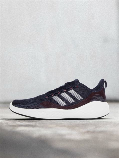 ADIDAS Men Navy Blue & White Woven Design Fluidflow 2.0 Running Shoes ...