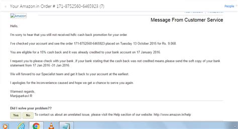 Amazon India — Not received cashback of, approx 1400 inr since one and ...