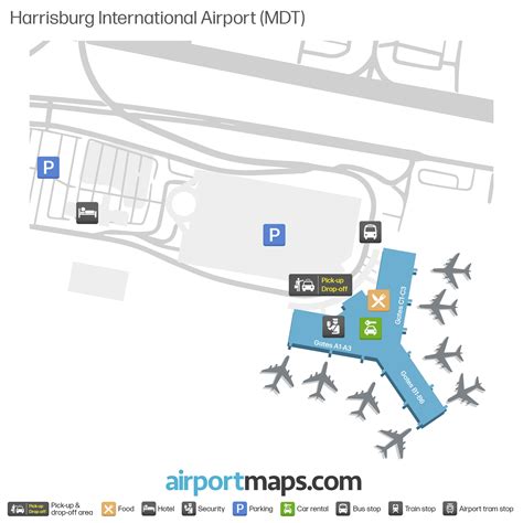 Map of Harrisburg International Airport Middletown (MDT) - Terminal Map ...