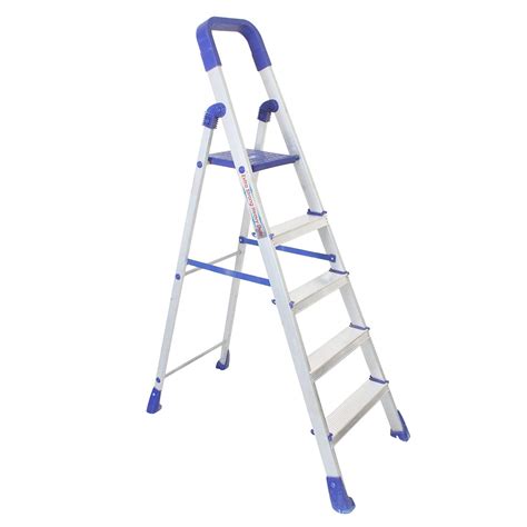 FLIPZON Foldable 5 Step Maple Aluminium Ladder, Light Weight, Non Slipy ...