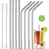 Rusabl Stainless Steel Straws (Pack of 4, Silver) for Kids & Adult with ...