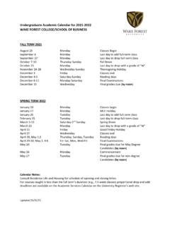 Undergraduate Academic Calendar for 2021-2022 WAKE … / undergraduate ...