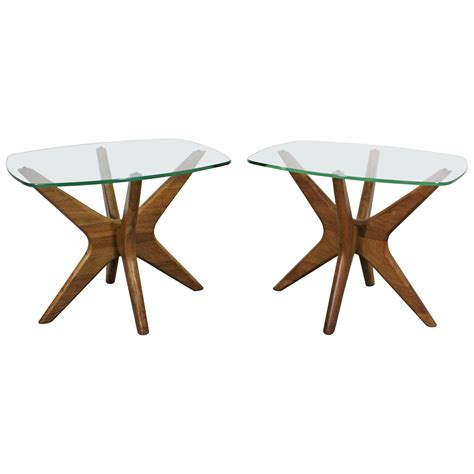Pair of Mid-Century Modern Adrian Pearsall 'Jacks' Glass Top End Tables ...
