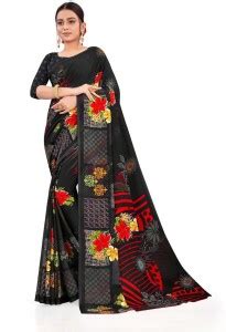 Buy BAKAJI SUPER MALL Printed Bollywood Chiffon Multicolor Sarees ...