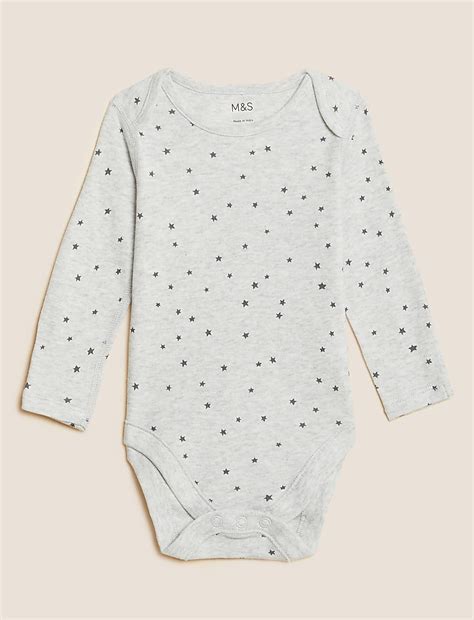 Buy 3pk Pure Cotton Star Bodysuits at Marks & Spencer