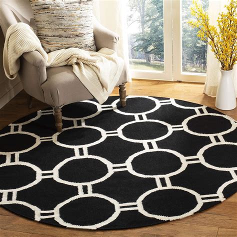 Buy Black / Ivory , 6' Diameter : Safavieh Dhurries Collection DHU636A ...