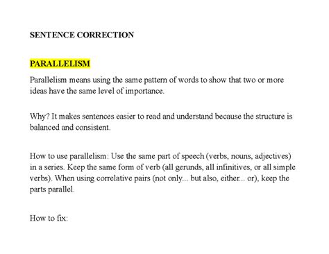 SENTENCE CORRECTION: PARALLELISM & AGREEMENT (Qualitative Skills) - Studocu