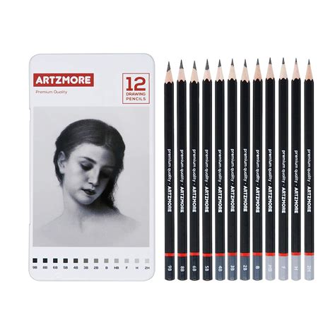 Artzmore Drawing Pencils Set of 12 Sketching Pencils, Sketch Pencil kit ...