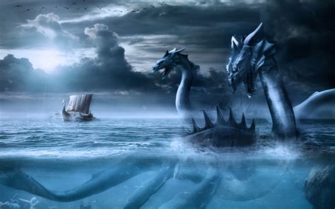 Download wallpaper sea, the sky, birds, clouds, dragon, ship, sailboat ...