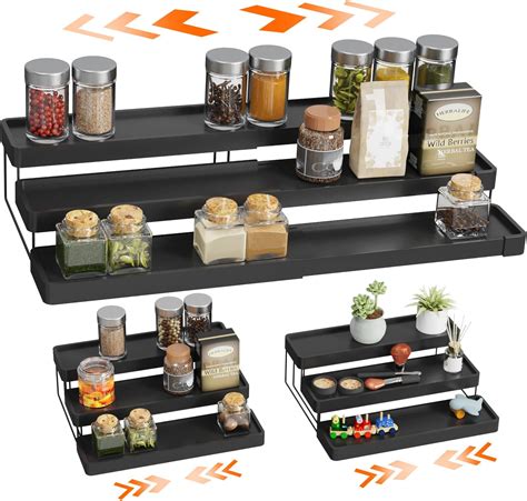Amazon.com: INVOCOO 2 Pack Expandable Spice Rack Organizer for Cabinet ...