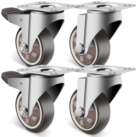 Vohala 2 Inch Scaffolding Caster Wheels, 4 Pack Rubber Swivel Scaffold ...