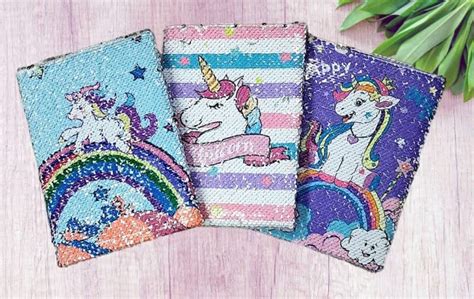 Parivrit Beautiful And Designer Unicorn Printed Sequence Diary | Double ...