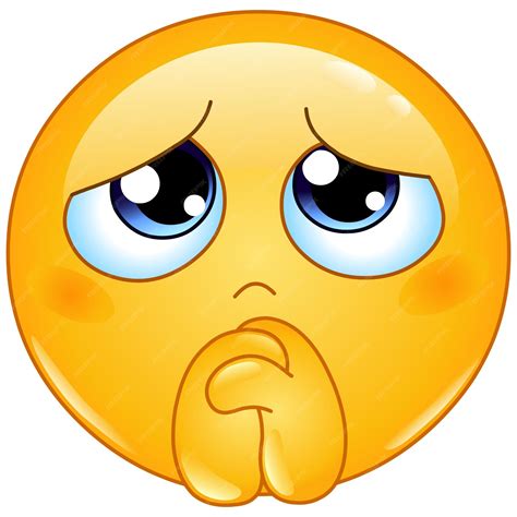 Emoji-Emotikon Bittend Bittend Traurig Weinen oder Beten | Premium Vektor