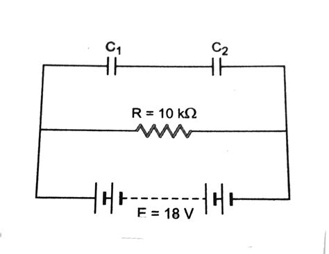 Two capacitors `4 mu F` and `6 mu F` in series are connected through a ...