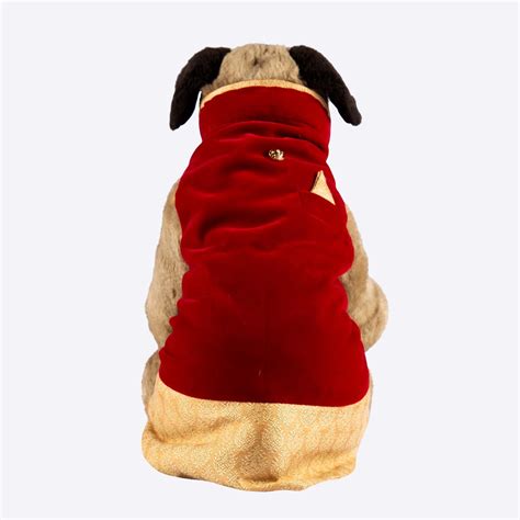 RED Velvet Nehru Jacket with Golden Kurta PATI (Extra Extra Large ...