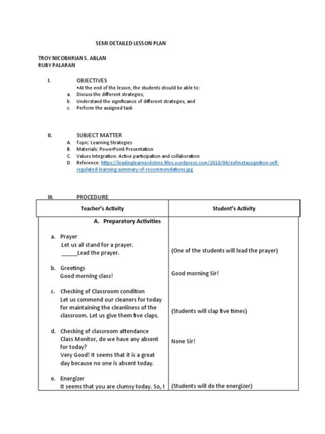 Image result for Example of Semi Detailed Lesson Plan