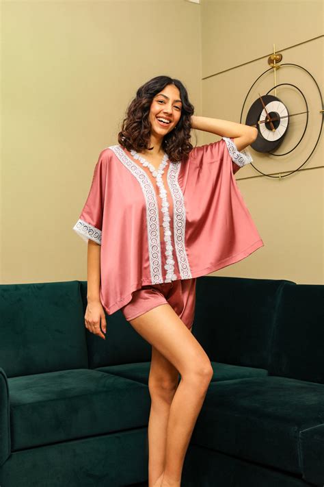 Lace trim Kaftan set with shorts - Private Lives