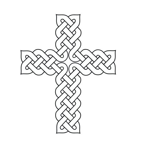 Celtic Knot Cross Line Pattern Hand Drawn Coloring Symbol Vector ...