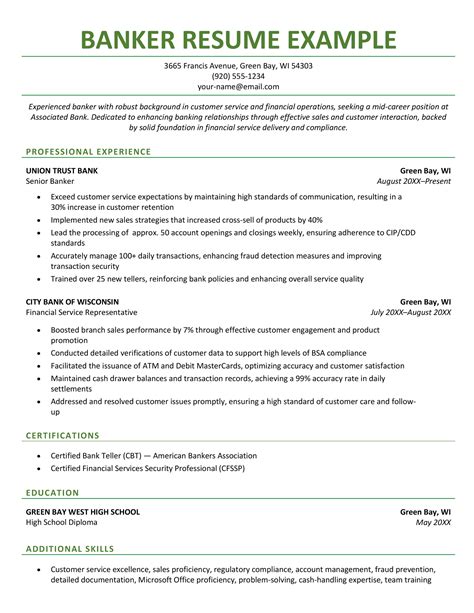 Personal Banker Resume Examples & Tips (Free Download)