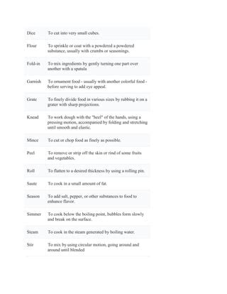 Image result for Basic Cooking Terms Worksheet