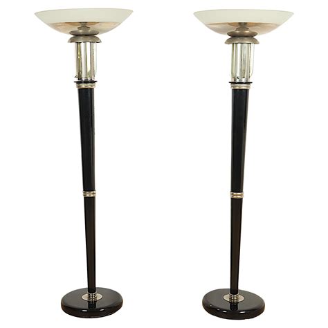 Art Deco Vintage Chromed Milk Glass Floor Lamp 1920s For Sale at ...