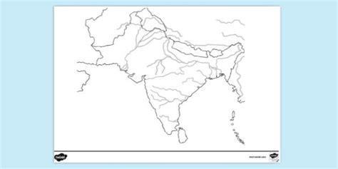 FREE! - Indian Rivers Map Colouring Page (teacher made)