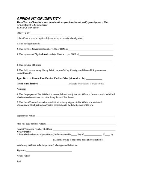 48 Free Affidavit of Identity Forms (MS Word) ᐅ TemplateLab