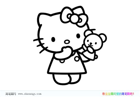 卡通凯蒂猫简笔画 怎么画动漫kitty猫图片步骤 - 巧巧简笔画