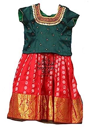 Buy Sugam Store Baby Girl's Traditional Silk PATTU Pavadai Dress - 2 ...