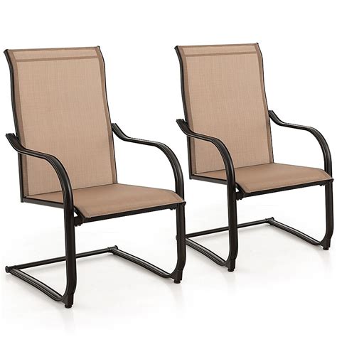 WELLFOR Patio Chair Set of 2 Light Brown Wood Frame Stationary ...