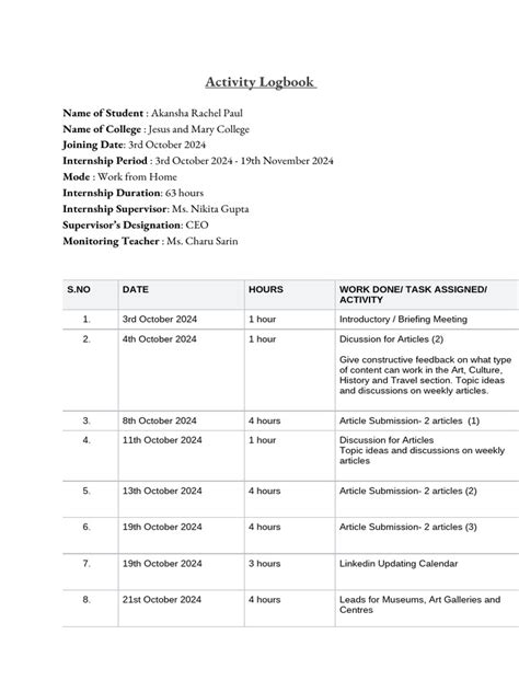 Image result for Activity Log Book Template