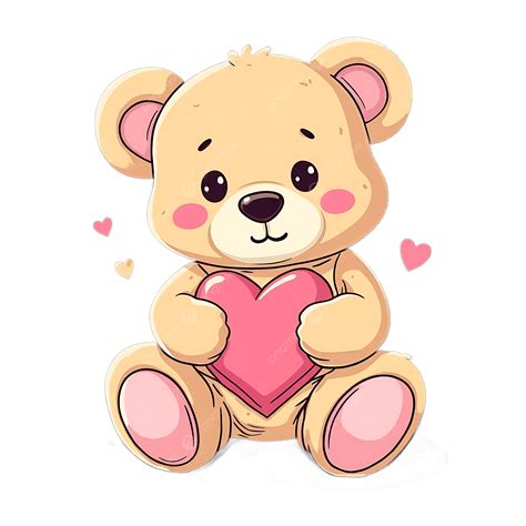 Cute Teddy Bear Holding Heart Valentine S Day Design, Adorable Cartoon ...