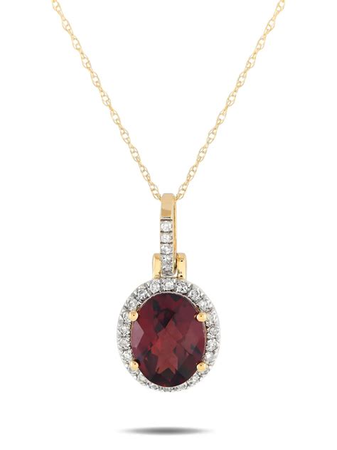 Lb Exclusive 14k Yellow Gold Garnet And Diamond Necklace Price in India ...