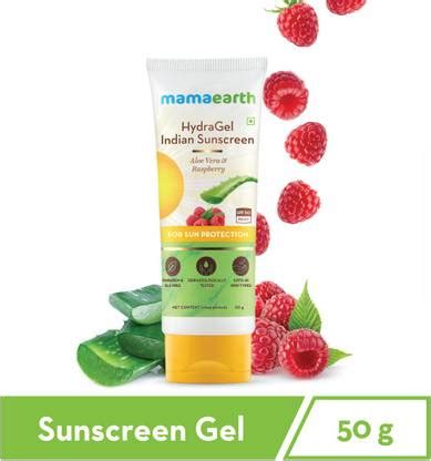 MamaEarth HydraGel Indian Sunscreen SPF 50, With Aloe Vera & Raspberry ...