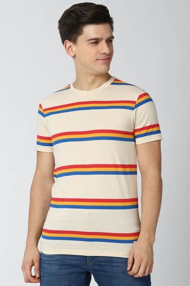 Buy Men Multi Stripe Round Crew Neck Crew Neck T-shirt Online - 603652 ...