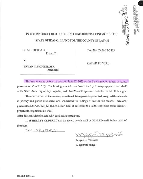 Motion to seal subpoena duces tecum : r/SupportForKohberger