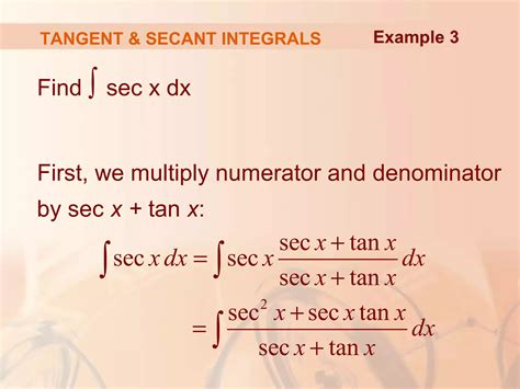 Integral Of Secx Tanx