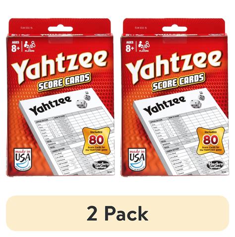 Yahtzee Game Score Pad Refill Pack, 80 Score Cards for Full House and ...
