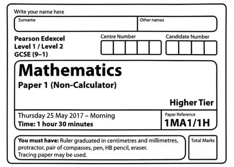 Image result for GCSE Maths Paper 1 Edexcel Higher